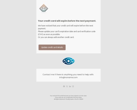 Email template preview of template: Expired card