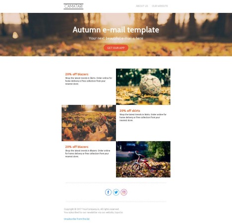 Email template preview of template: Autumn email template