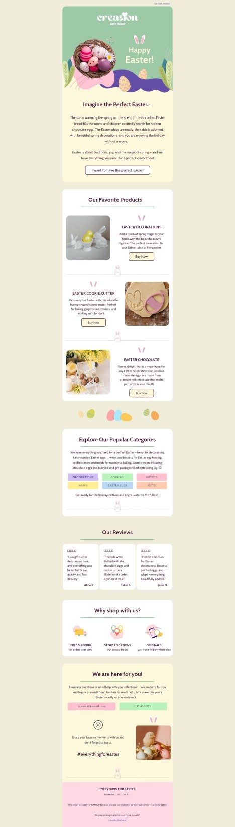 Email template preview of template: Perfect Easter Products