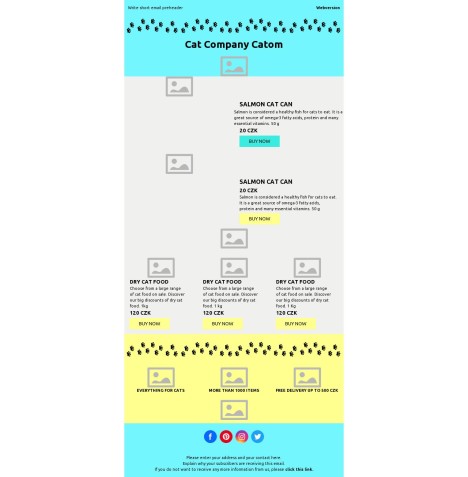 Email template preview of template: Pet Food Eshop
