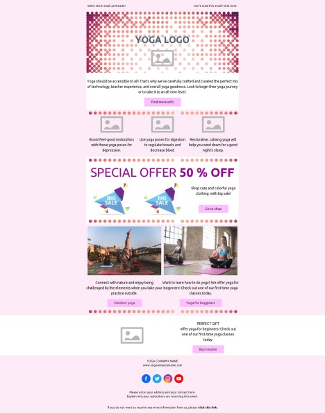 Email template preview of template: Yoga Experience