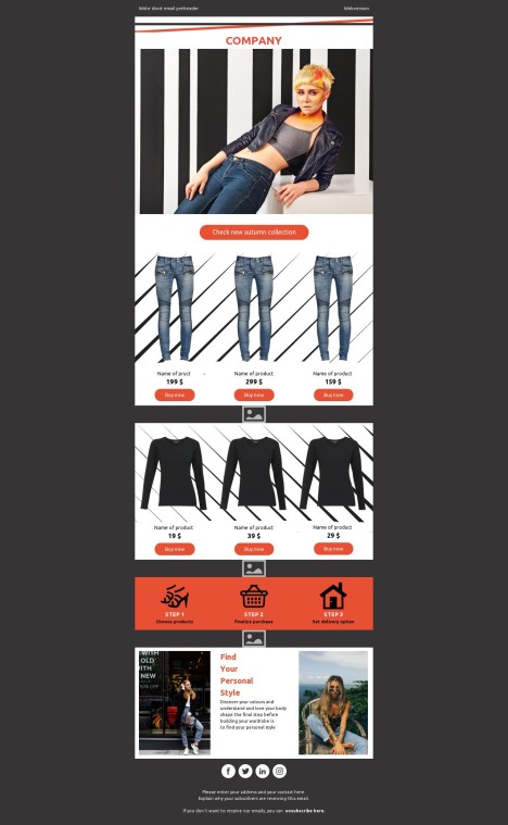 Email template preview of template: Clothing Eshop Highlights