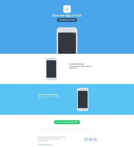 Email template preview of template: New App is Out