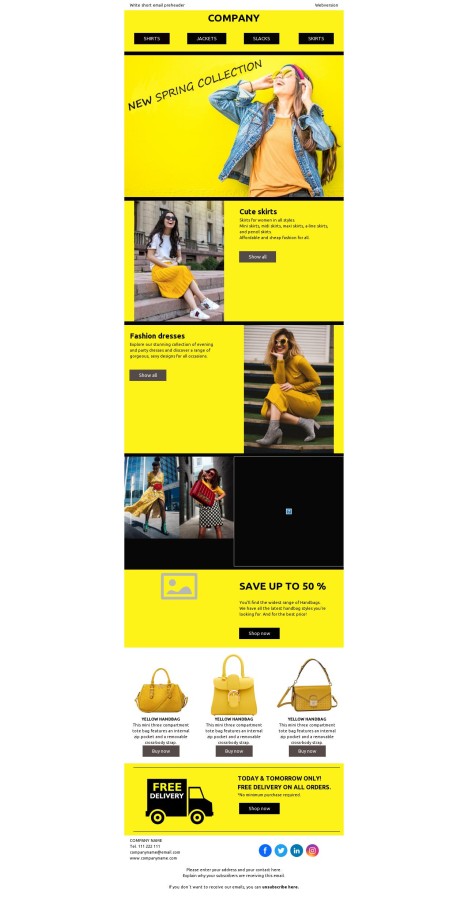 Email template preview of template: Clothing Eshop Highlights & Sales