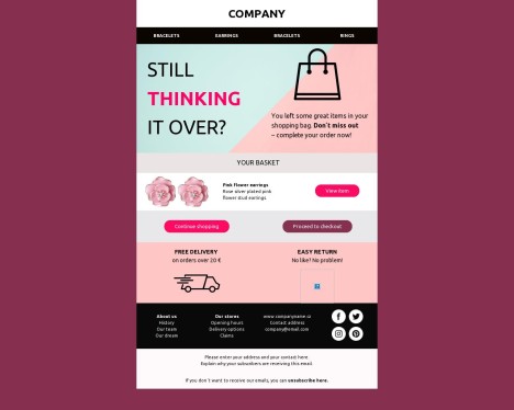 Email template preview of template: Abandoned Cart Email