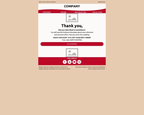 Email template preview of template: Thank you! Special deal for you has arrived