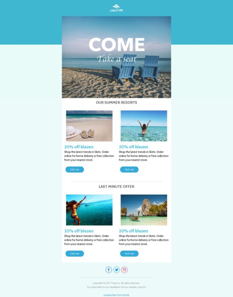 Email template preview of template: Come Take a Seat