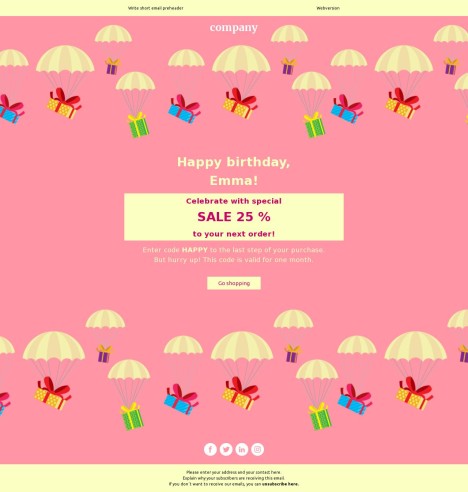 Email template preview of template: Cheers to You: A Birthday Celebration