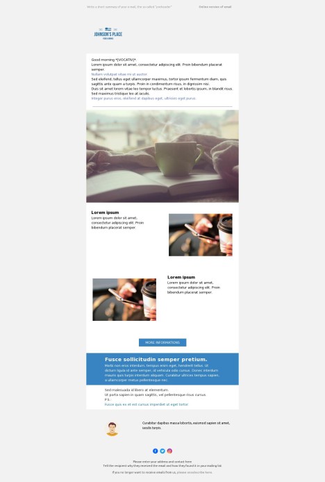Email template preview of template: Transactional restaurant reminder