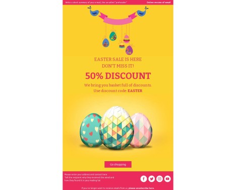 Email template preview of template: Easter sale is here with discounts
