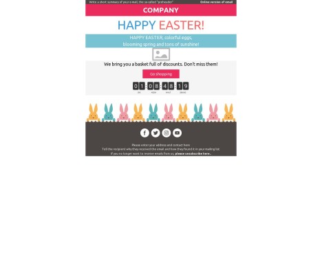 Email template preview of template: Easter ecommerce with countdown