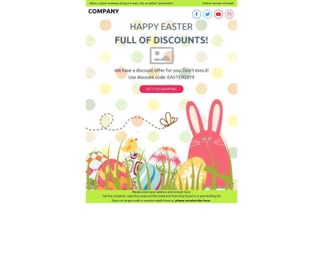 Email template preview of template: Happy easter full of discounts