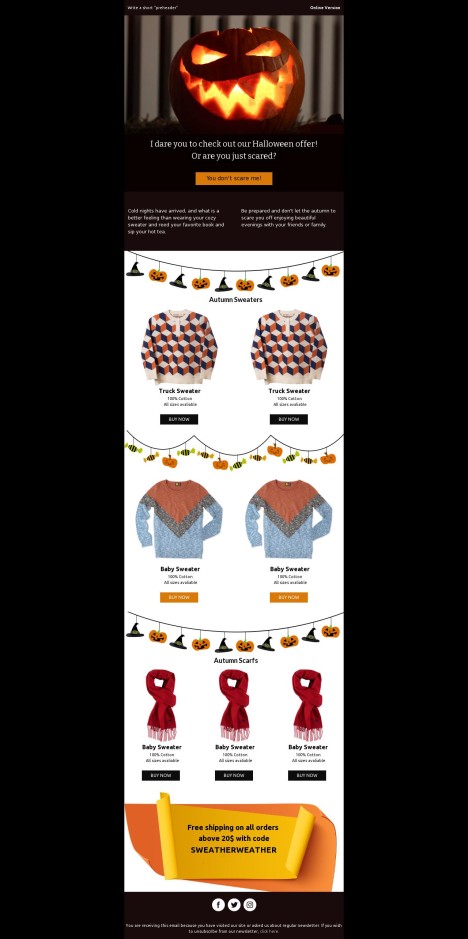 Email template preview of template: Creepy Cart Specials: Halloween Discount