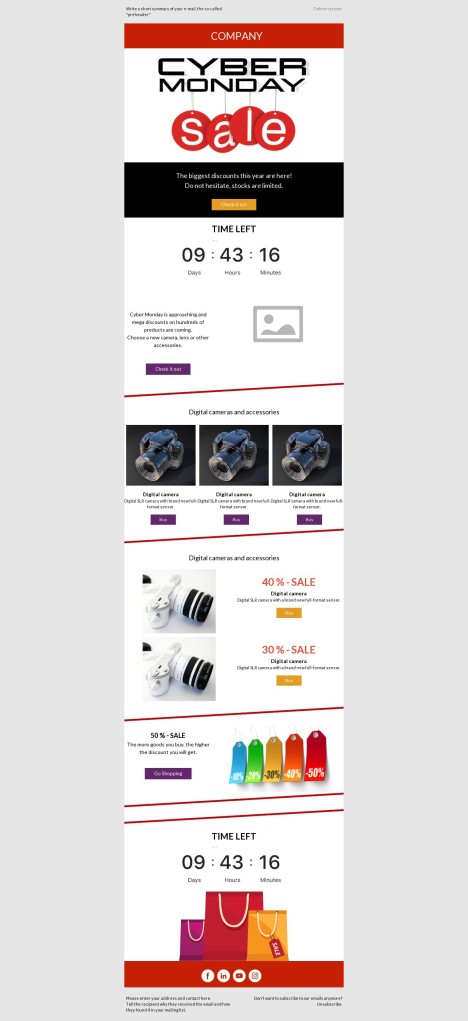 Email template preview of template: The Cyber Hunt: Monday's Must-Have Deals