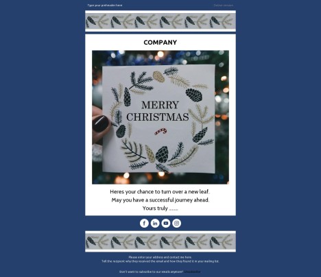 Email template preview of template: Merry Christmas turn over a new leaf