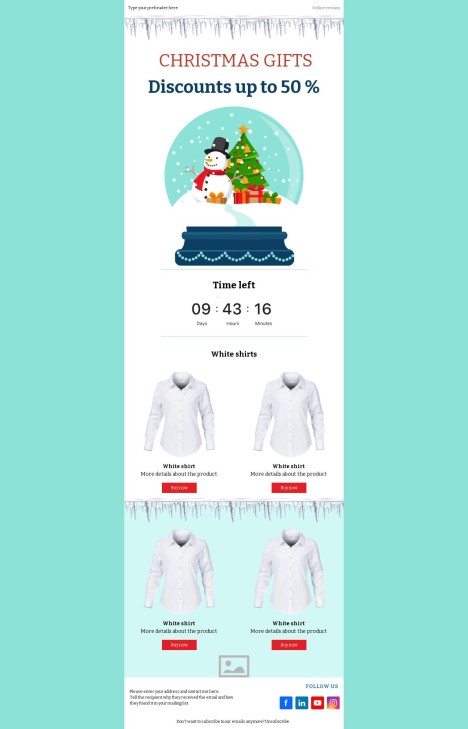 Email template preview of template: Huge Christmas gifts discounts