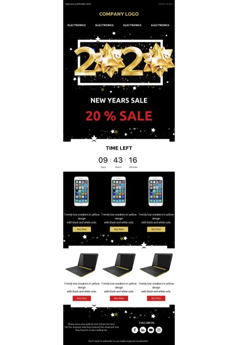 Email template preview of template: Your Ultimate Electronics E-Commerce Destination
